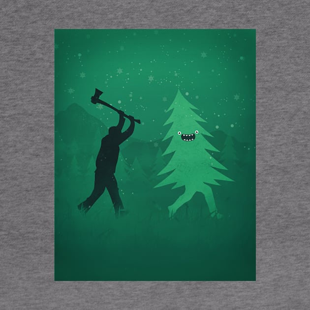 Funny Christmas Tree Hunted by lumberjack (Funny Humor) by badbugs